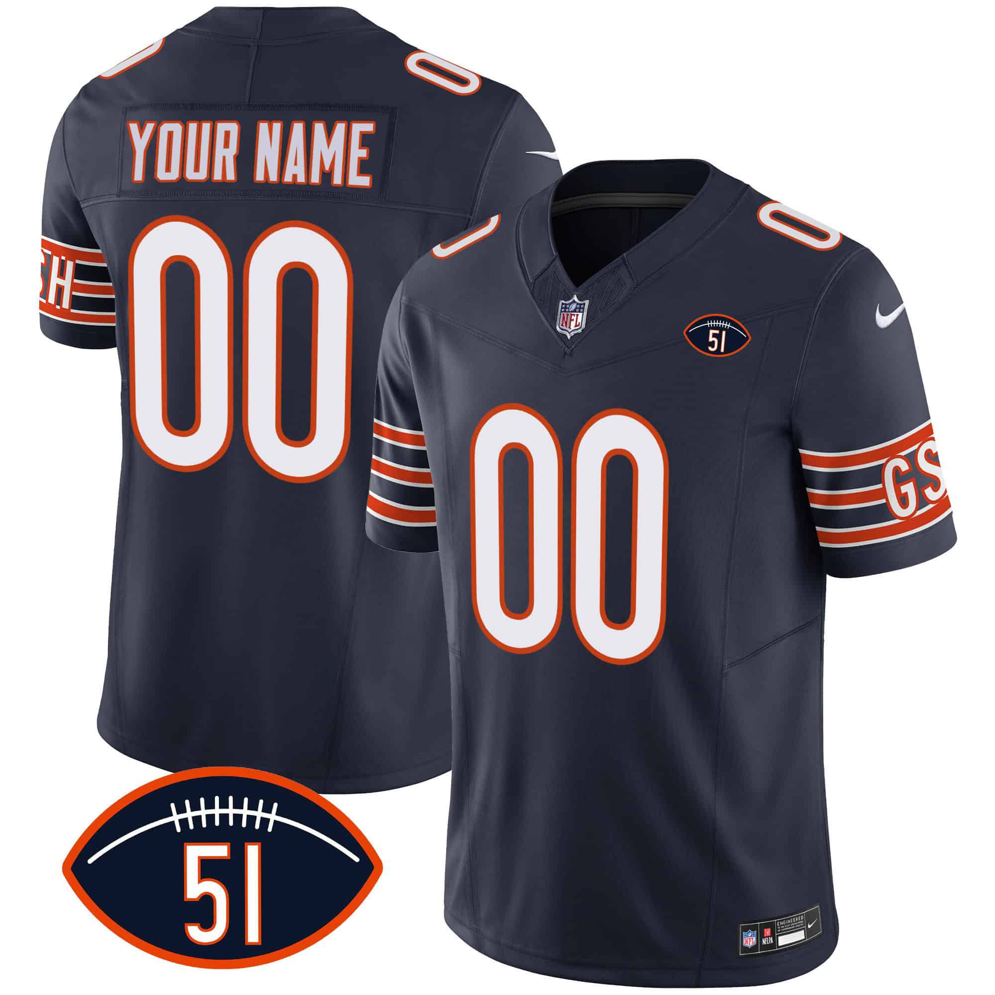 Men Chicago Bears Blue 2024 Nike Patch GSH Vapor Custom NFL Jersey->indianapolis colts->NFL Jersey